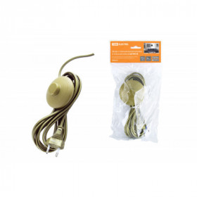 Шнур с ножным выключателем и плоской вилкой ШУН01В ШВВП 2х0.75мм2 3.5м. бронза TDM