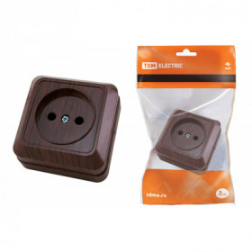 Розетка 2П открытой установки IP20 10А. бук "Ладога" TDM
