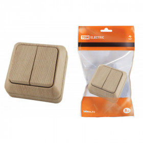 Выключатель 2-кл. открытой установки IP20 10А. сосна "Ладога" TDM