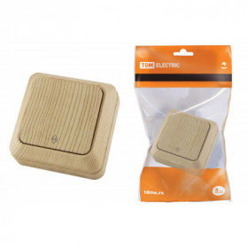 Переключатель на 2 направления 1-кл. открытой установки IP20 10А. сосна "Ладога" TDM