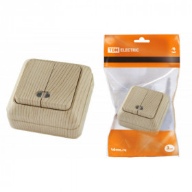 Выключатель 2-кл. открытой установки с подсветкой IP20 10А. сосна "Ладога" TDM