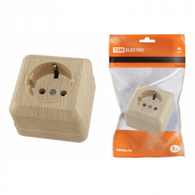 Розетка 2П+З открытой установки IP20 16А. сосна "Ладога" TDM