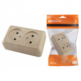 Розетка двойная 2П открытой установки IP20 10А. сосна "Ладога" TDM