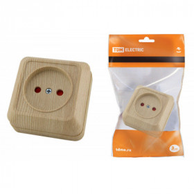 Розетка 2П открытой установки с з ш IP20 10А. сосна "Ладога" TDM