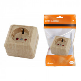 Розетка 2П+З открытой установки с з ш IP20 16А. сосна "Ладога" TDM