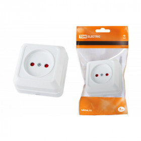 Розетка 2П открытой установки с з ш IP20 10А. белый "Ладога" TDM