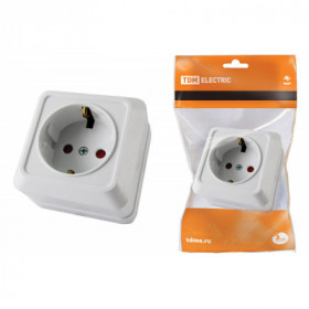 Розетка 2П+З открытой установки с з ш IP20 16А. белый "Ладога" TDM