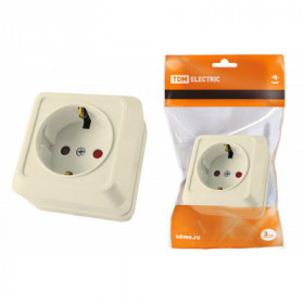 Розетка 2П+З открытой установки с з ш IP20 16А. слоновая кость "Ладога" TDM