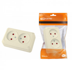 Розетка двойная 2П открытой установки с з ш IP20 10А. слоновая кость "Ладога" TDM