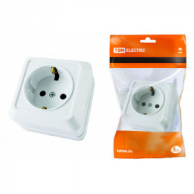 Розетка 2П+3 открытой установки IP20 16А 250В (керамика) белая "Ладога" TDM