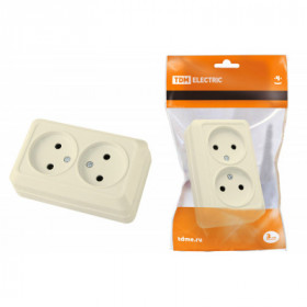 Розетка двойная 2П открытой установки IP20 10А 250В (керамика) сл. кость "Ладога" TDM