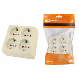 Розетка четырехместная 2П+3 открытой установки IP20 16A с защитными шторками сл.кость "Ладога" TDM