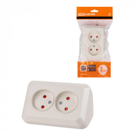 Розетка угловая двойная 2П открытой установки с з ш IP20 250В 10А сл. кость "Ладога" TDM