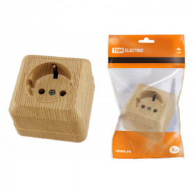 Розетка 2П+3 открытой установки IP20 16А 250В (керамика) сосна "Ладога" TDM