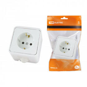 Розетка 2П+З OУ IP44 16А белая "Орель" TDM