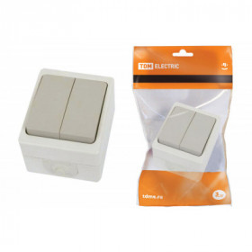 Выключатель 2-кл. открытой установки IP54 10А серый "Вуокса" TDM