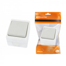 Переключатель на 2 направления 1-кл. открытой установки IP54 10А серый "Вуокса" TDM