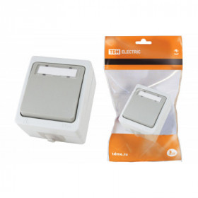 Кнопка звонковая с полем для надписи IP54 6A серая "Вуокса" TDM