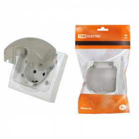 Розетка 2П+З скрытой установки IP54 16А серая "Вуокса" TDM