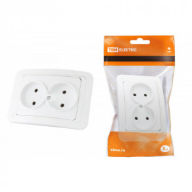 Розетка двойная 2П 10А белая "Валдай" TDM