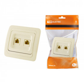 Розетка компьютерная RJ-45 + TФ (RJ-11) сл. кость "Валдай" TDM