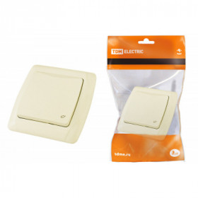 Розетка с крышкой 2П+З с защитными шторками 16А 250В IP44 сл. кость "Онега" TDM