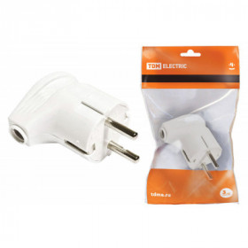 Вилка угловая с з белая 16А 250В TDM