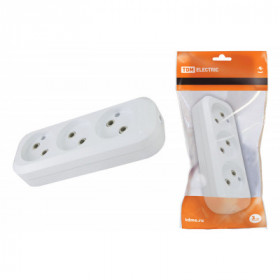 Колодка розеточная 3 гнезда 2П б з 10А 250В белая TDM