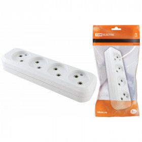 Колодка розеточная 4 гнезда 2П б з 10А 250В белая TDM