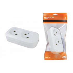 Колодка розеточная 2 гнезда 2П б з 10А 250В белая TDM