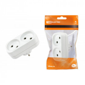 Блок на 2 гнезда 2П б з плоский 6А 250B TDM
