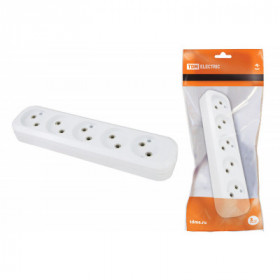 Колодка розеточная 5 гнезд 2П б з 10А 250В белая TDM