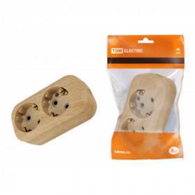 Колодка розеточная 2 гнезда 2П+З 16А 250В "Эко" (сосна) TDM