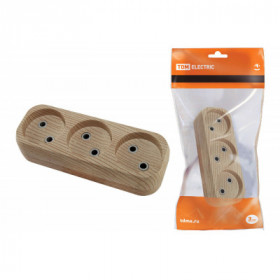 Колодка розеточная 3 гнезда 2П б з 10А 250В "Эко" (сосна) TDM