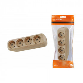 Колодка розеточная 4 гнезда 2П+3 16А 250В "Эко" (сосна) TDM