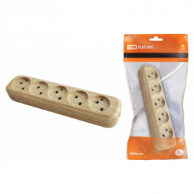 Колодка розеточная 5 гнезд 2П б з 10А 250В "Эко" (сосна) TDM