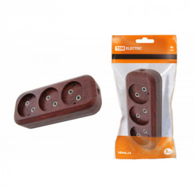 Колодка розеточная 3 гнезда 2П б з 10А 250В "Эко" (бук) TDM