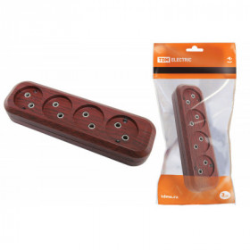 Колодка розеточная 4 гнезда 2П б з 10А 250В "Эко" (бук) TDM