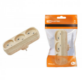 Блок на 3 гнезда 2П б з плоский 6А 250B "Эко" (сосна) TDM