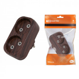 Блок на 2 гнезда 2П б з плоский 6А 250B "Эко" (бук) TDM