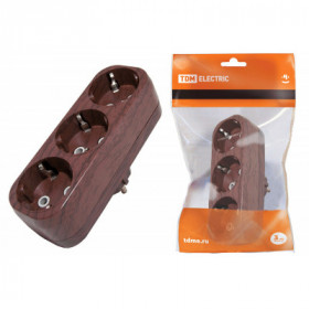 Блок на 3 гнезда 2П б з плоский 6А 250B "Эко" (бук) TDM