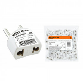 Переходник (тип С1-В - тип A F) круглый 16A 250В белый TDM