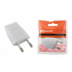 Вилка б з белая 10А 250В (евровилка CEE 7 16) прямой вывод проводника TDM