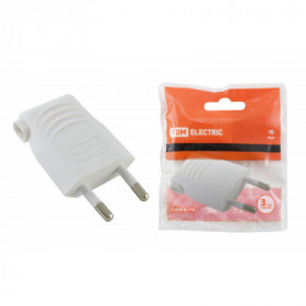 Вилка б з белая 10А 250В (евровилка CEE 7 16) угловой вывод проводника TDM