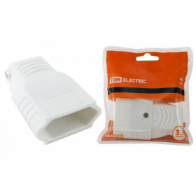 Кабельная розетка 2П 10А 250B (под евровилку CEE 7 16) с з ш угловой вывод кабеля белая TDM