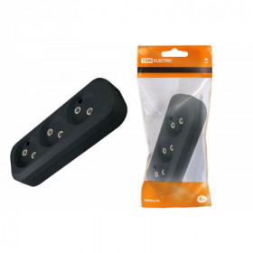 Колодка розеточная 3 гнезда 2П б з 10А 250В черная TDM