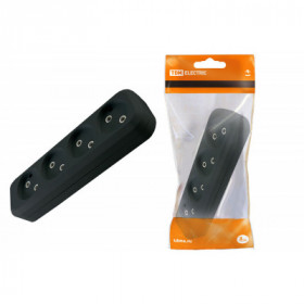 Колодка розеточная 4 гнезда 2П б з 10А 250В черная TDM