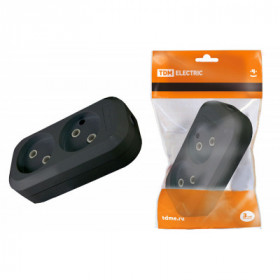 Колодка розеточная 2 гнезда 2П б з 10А 250В черная TDM