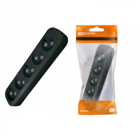 Колодка розеточная 5 гнезд 2П б з 10А 250В черная TDM