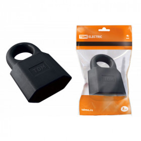 Кабельная розетка 2П 10А 250B (под евровилку CEE 7 16) с з ш с кольцом черная TDM